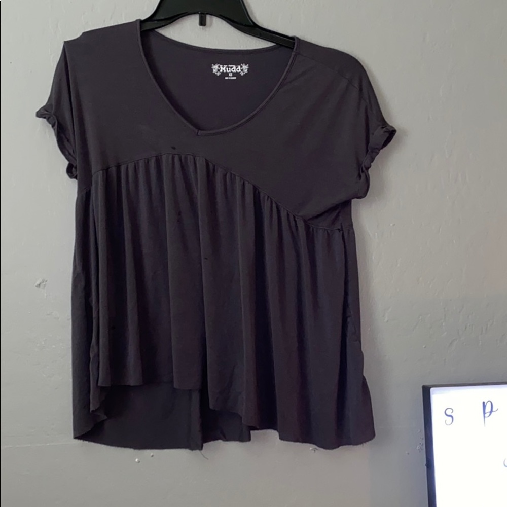 Dark Grey Peplum T-Shirt